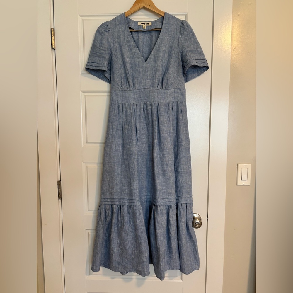 Boden Blue Flutter Sleeve Midi Dress